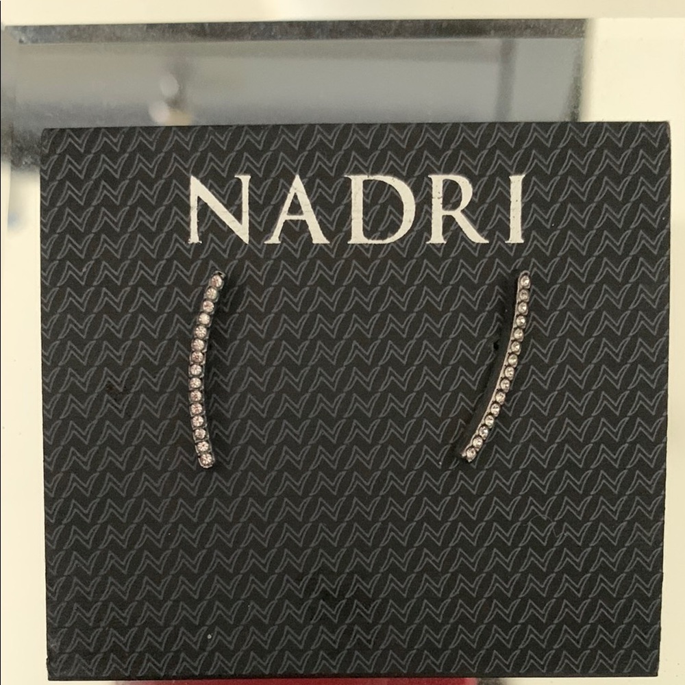 Nadri Silver Crescent Crystal Drop Earrings